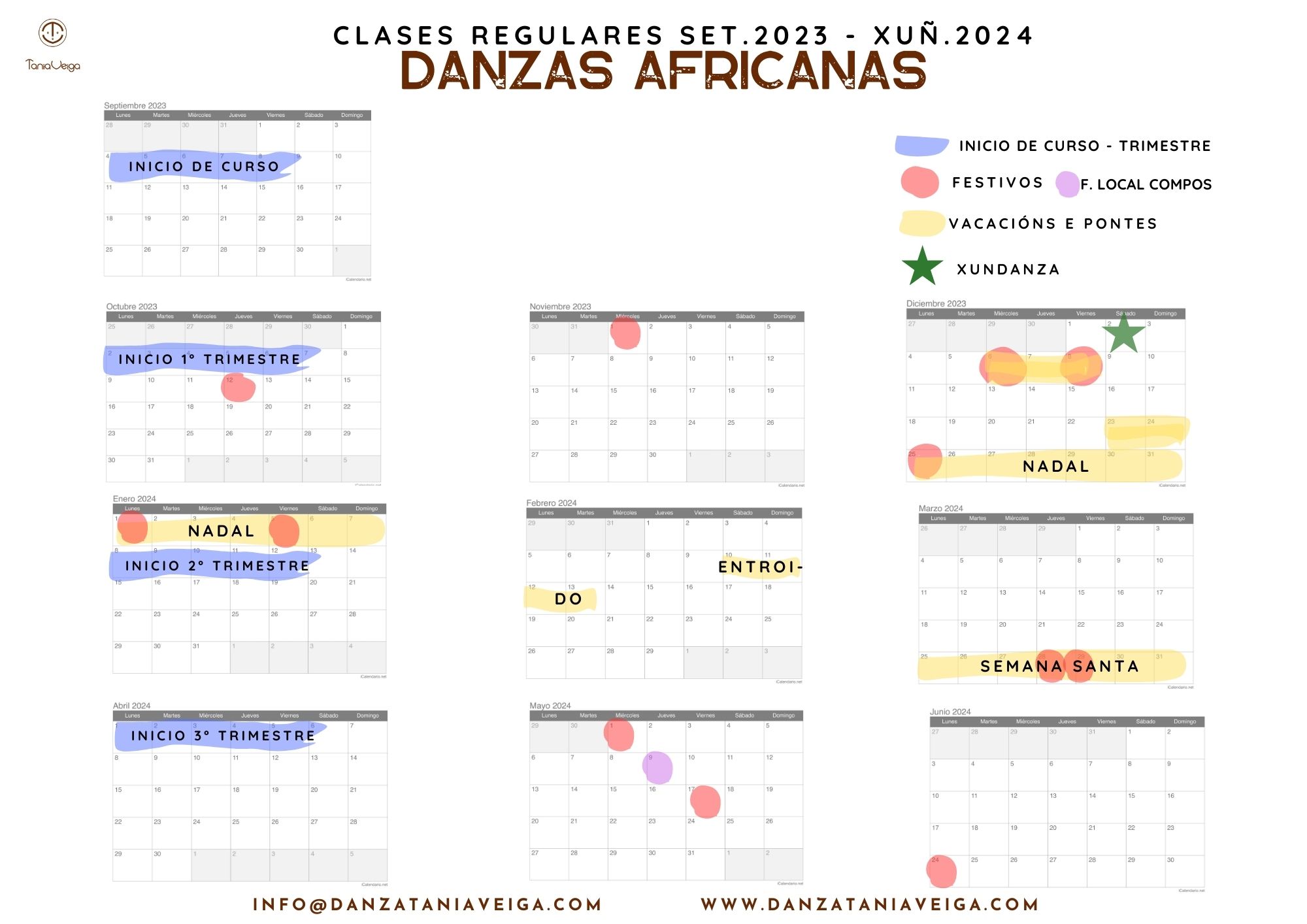 Calendario danzas africanas curso 2023 2024